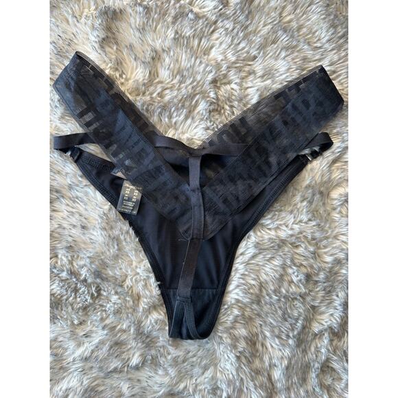 Honey Birdette BLAKE🖤 Black Monogram FULL 3 Piece Set Bra 32D, XS, XS Thong - Picture 9 of 10